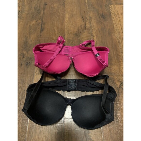 Torrid Push-up Plunge Bra Black And Pink Lace Lot Of 2 Women’s Size 40C - Picture 2 of 5